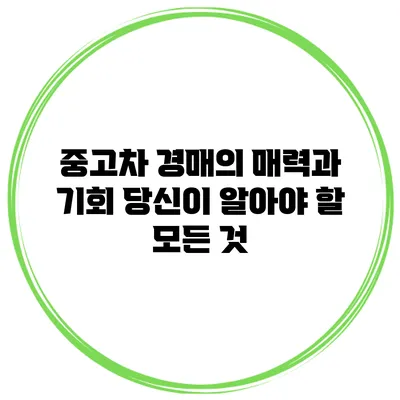 중고차 경매의 매력과 기회: 당신이 알아야 할 모든 것