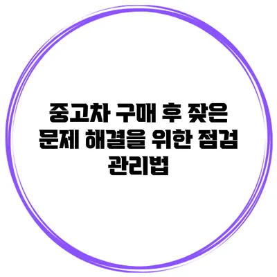 중고차 구매 후 잦은 문제 해결을 위한 점검 관리법