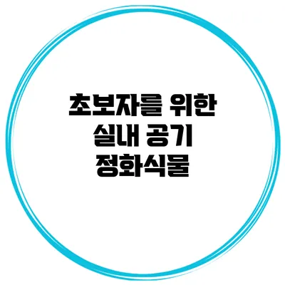 초보자를 위한 실내 공기 정화식물