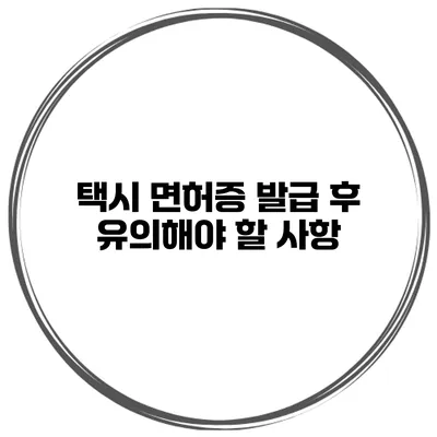 택시 면허증 발급 후 유의해야 할 사항