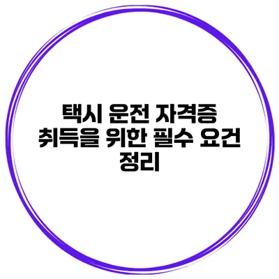 택시 운전 자격증 취득을 위한 필수 요건 정리