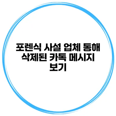 포렌식 사설 업체 통해 삭제된 카톡 메시지 보기