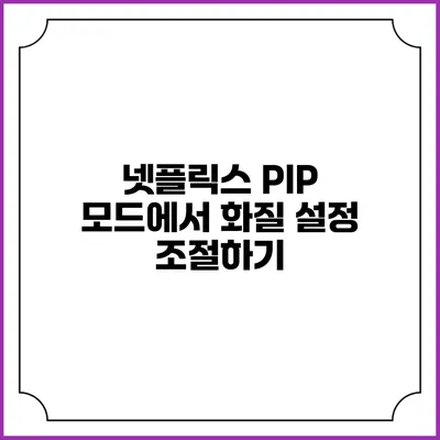 넷플릭스 PIP 모드에서 화질 설정 조절하기