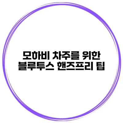 모하비 차주를 위한 블루투스 핸즈프리 팁