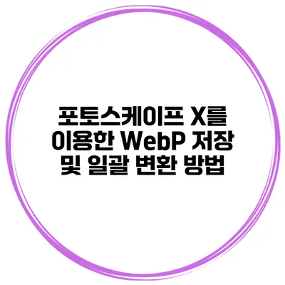 포토스케이프 X를 이용한 WebP 저장 및 일괄 변환 방법